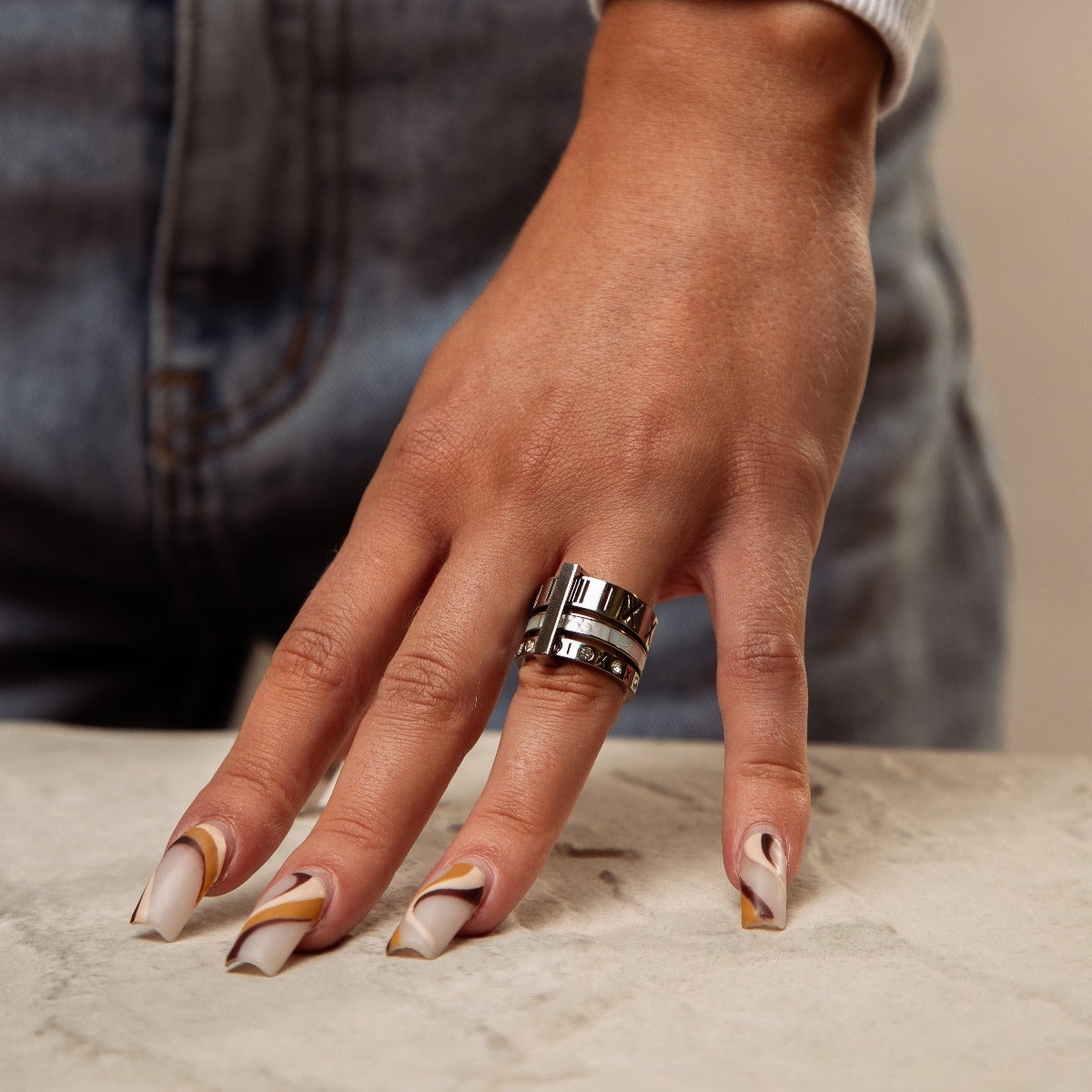Isabelle – Stapelring mit drei Ringen und funkelnden Steinen