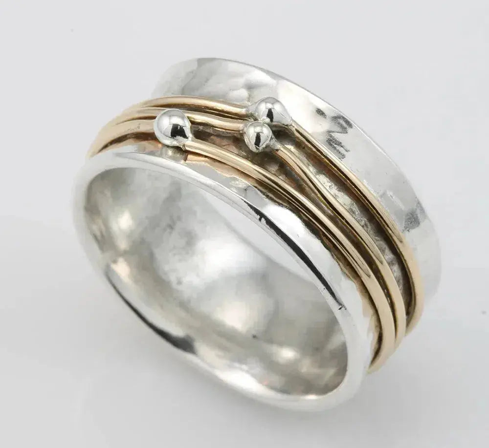 Brillante Gracia – Anillo vintage von Gold und Silber mit leuchtender Oberfläche